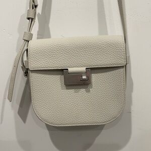 All Saints Cream Crossbody Bag with Silver Accent